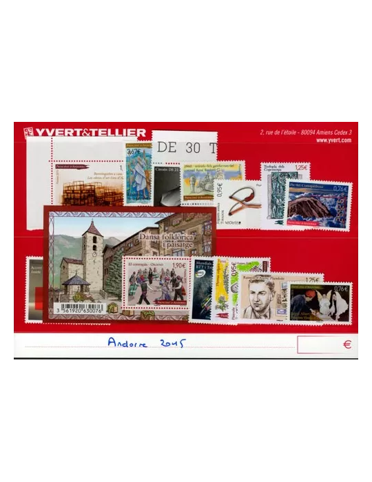 n° 763/776 - Timbre Andorre Année complète (2015)