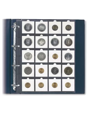 FEUILLES COMPACT A4 (20 CASES POUR ETUIS MONNAIES: 50x50mm) - SAFE® (x5)