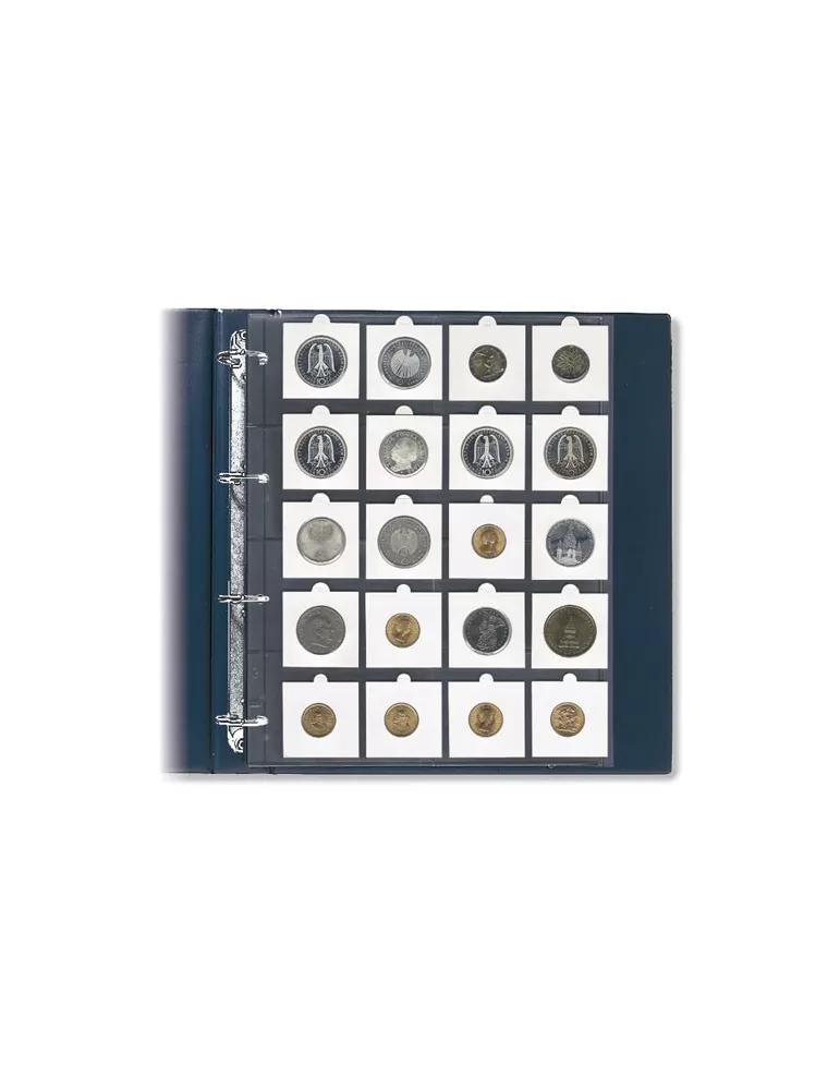 FEUILLES COMPACT A4 (20 CASES POUR ETUIS MONNAIES: 50x50mm) - SAFE® (x5)