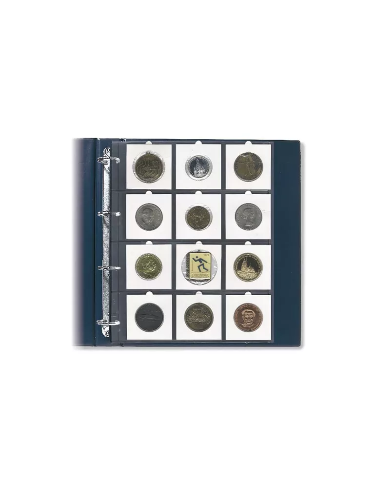 FEUILLES COMPACT A4 (12 CASES POUR ETUIS MONNAIES: 67x67mm) - SAFE® (x5)