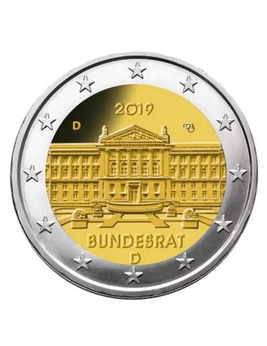 2 EURO COMMEMORATIVE 2019 : ALLEMAGNE (Bundesrat Conseil Fédéral Allemand) - (5 pièces)