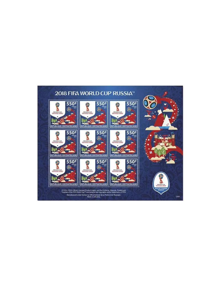 n° F5507/F5510 - Timbre CENTRAFRIQUE Poste