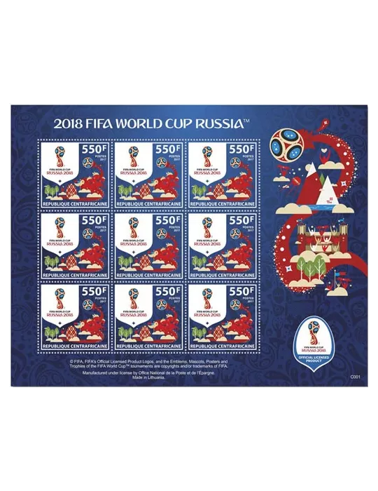 n° F5507/F5510 - Timbre CENTRAFRIQUE Poste