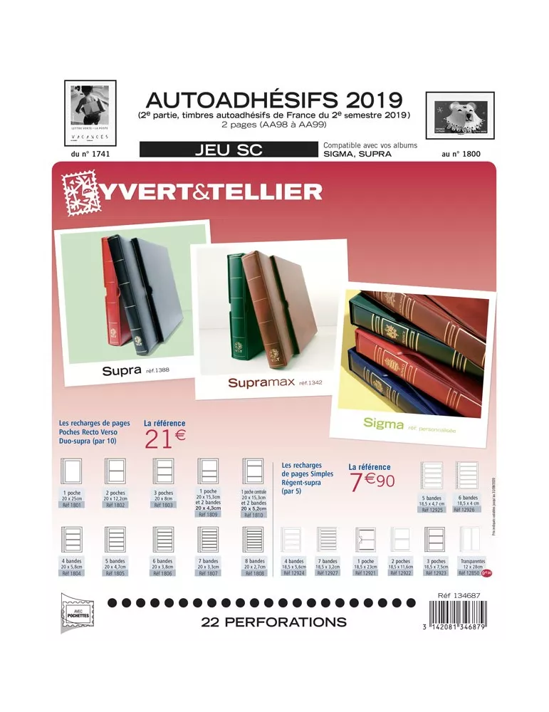 FRANCE AUTOADHESIFS SC : 2019 - 2E SEMESTRE (JEUX AVEC POCHETTES)
