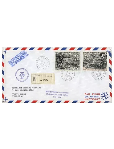 n° 27/28 obl. sur lettre - Timbre TAAF Poste aérienne