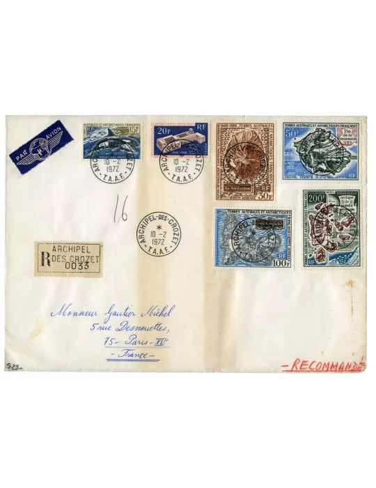 n°30, n° 32, PA n° 20 et PA n° 22/24 obl. sur lettre - Timbre TAAF Poste