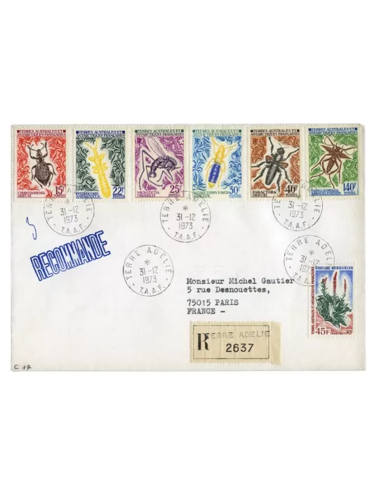 n° 40/42, n° 48 et 49/51 obl. sur lettre - Timbre TAAF Poste