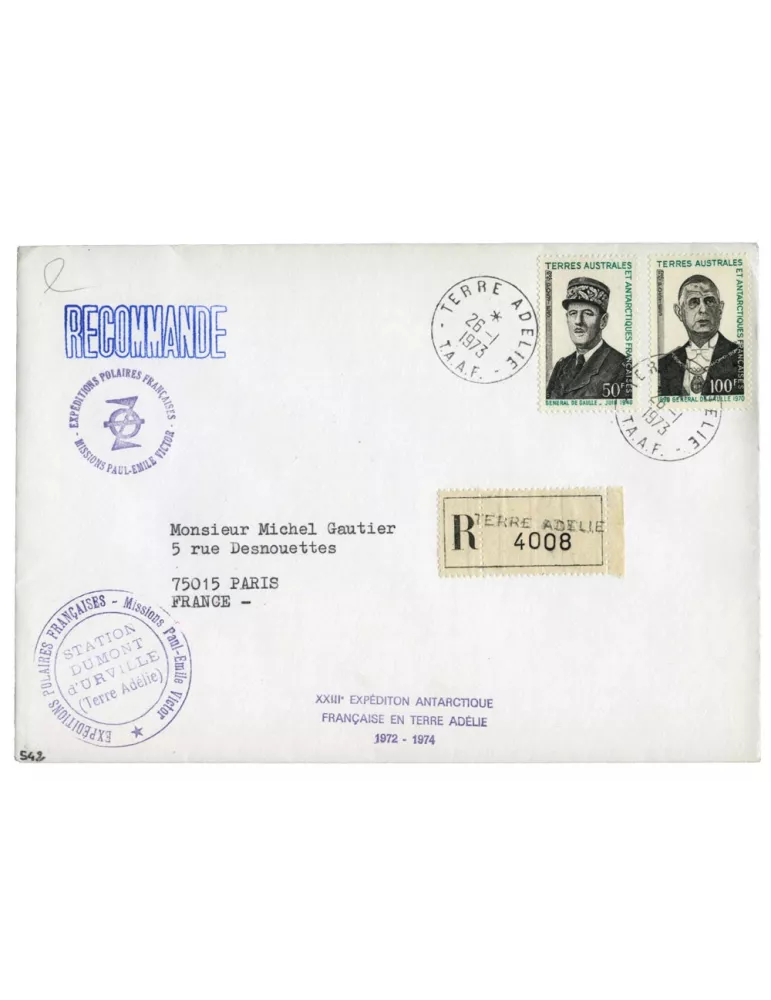 n° 46/47 obl. sur lettre - Timbre TAAF Poste