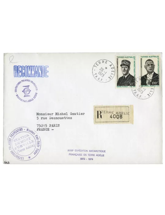 n° 46/47 obl. sur lettre - Timbre TAAF Poste