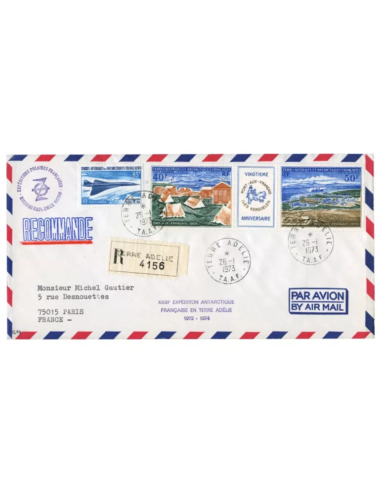 n° 19 et n° 26A obl. sur lettre - Timbre TAAF Poste aérienne
