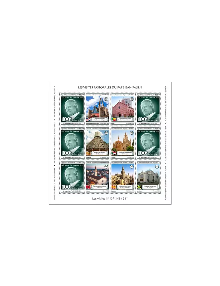 n° F3077A/F3080A - Timbre DJIBOUTI Poste