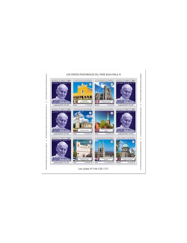 n° F3077A/F3080A - Timbre DJIBOUTI Poste