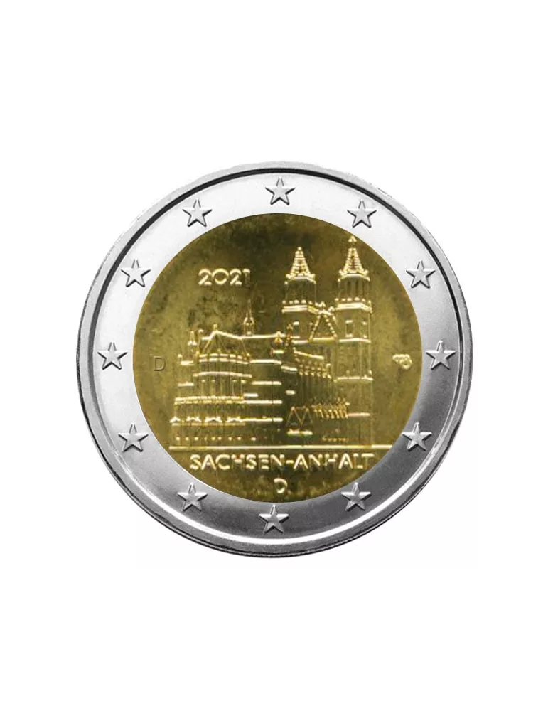 2 EURO COMMEMORATIVE 2021 : ALLEMAGNE - Cathédrale de Sachsen-Anhalt (5 pièces)
