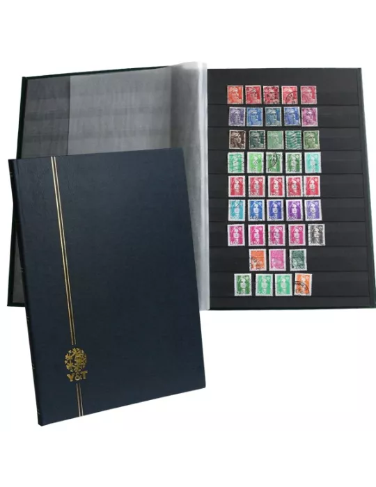 PERFECTA : Classeur fixe pour timbres (Grand modèle-Pages Noires-48p.)