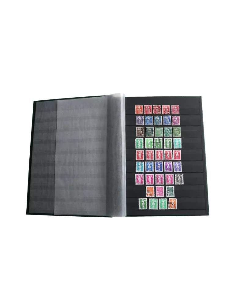 PERFECTA : Classeur fixe pour timbres (Grand modèle-Pages Noires-48p.)
