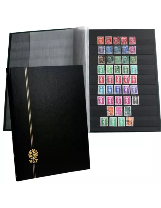 PERFECTA : Classeur fixe pour timbres (Grand modèle-Pages Noires-16p.)