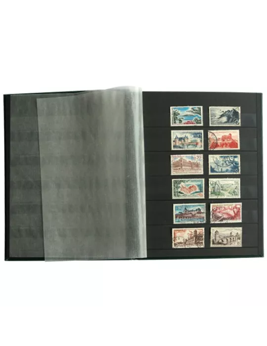 PERFECTA : Classeur fixe pour timbres (Petit modèle-Pages Noires-16p.)