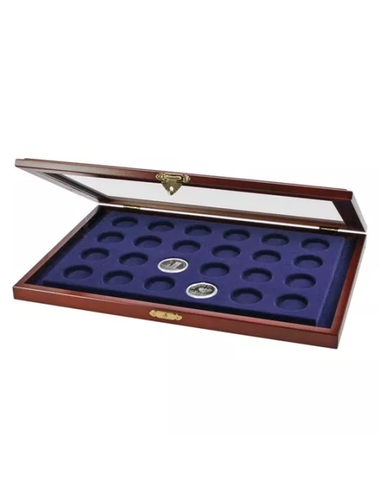 VITRINE EN BOIS (35 PIECES DE 2€ SOUS CAPSULES) - SAFE®