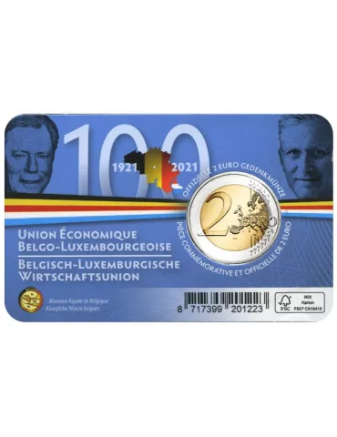 BU : 2 EURO COMMEMORATIVE 2021 : BELGIQUE - UNION ECONOMIQUE LE LUXEMBOURG (Version francophone) 2