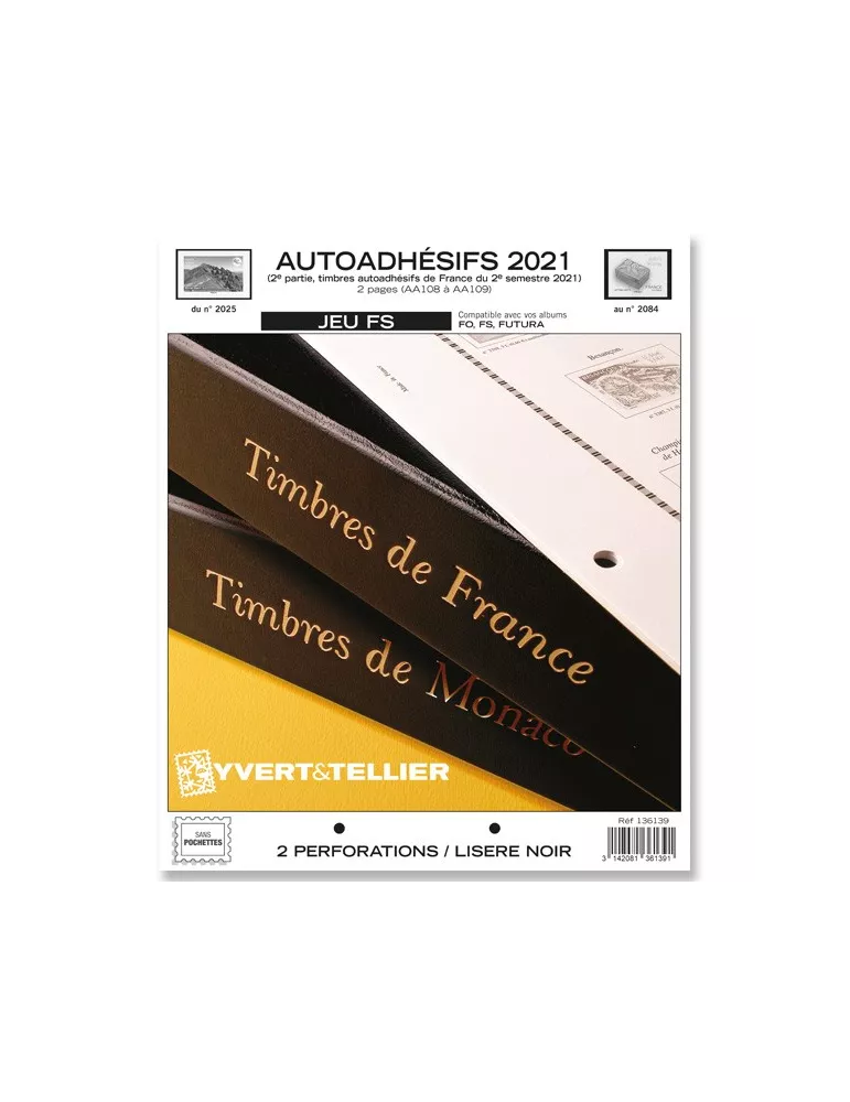 FRANCE AUTOADHESIFS FS : 2021 - 2E SEMESTRE (JEUX SANS POCHETTES)