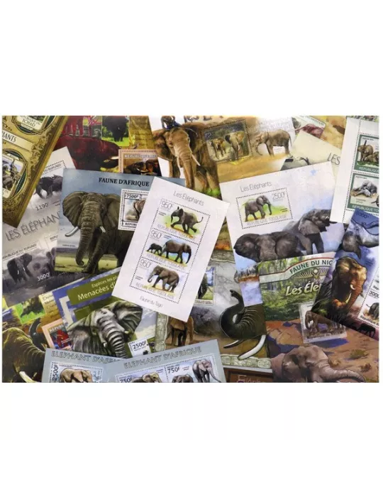 ELEPHANTS : pochette de 20 timbres (Neufs)
