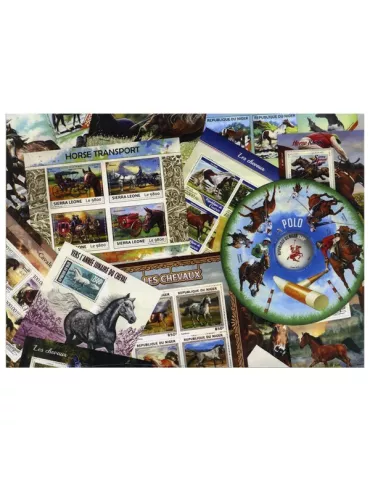 CHEVAUX : pochette de 15 timbres (Neufs)