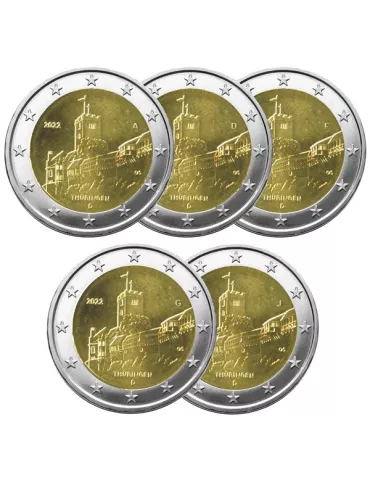2 EURO COMMEMORATIVE 2022 : ALLEMAGNE (Chateau de Wartburg 5 pièces)