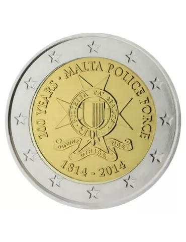 2 EURO COMMEMORATIVE 2014 : MALTE (200e anniversaire des forces de police maltaises)