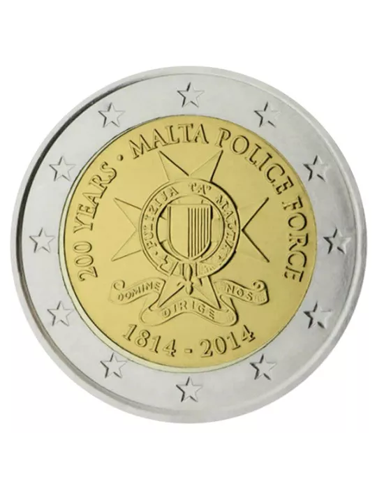 2 EURO COMMEMORATIVE 2014 : MALTE (200e anniversaire des forces de police maltaises)