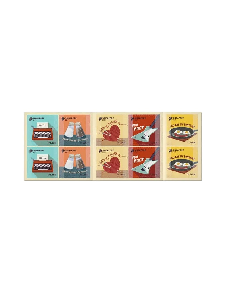 n° 2494/2493 et n° 2494/2498 (les 10 valeurs) - Timbre SINGAPOUR Poste
