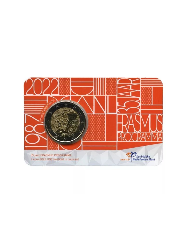 BU : 2 EURO COMMEMORATIVE 2022 COINCARD : PAYS-BAS - 35 ANS DU PROGRAMME ERASMUS
