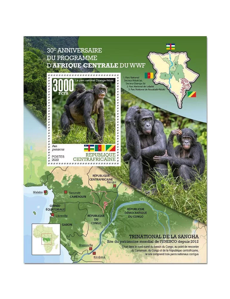 n° 1688 - Timbre CENTRAFRIQUE Blocs et feuillets
