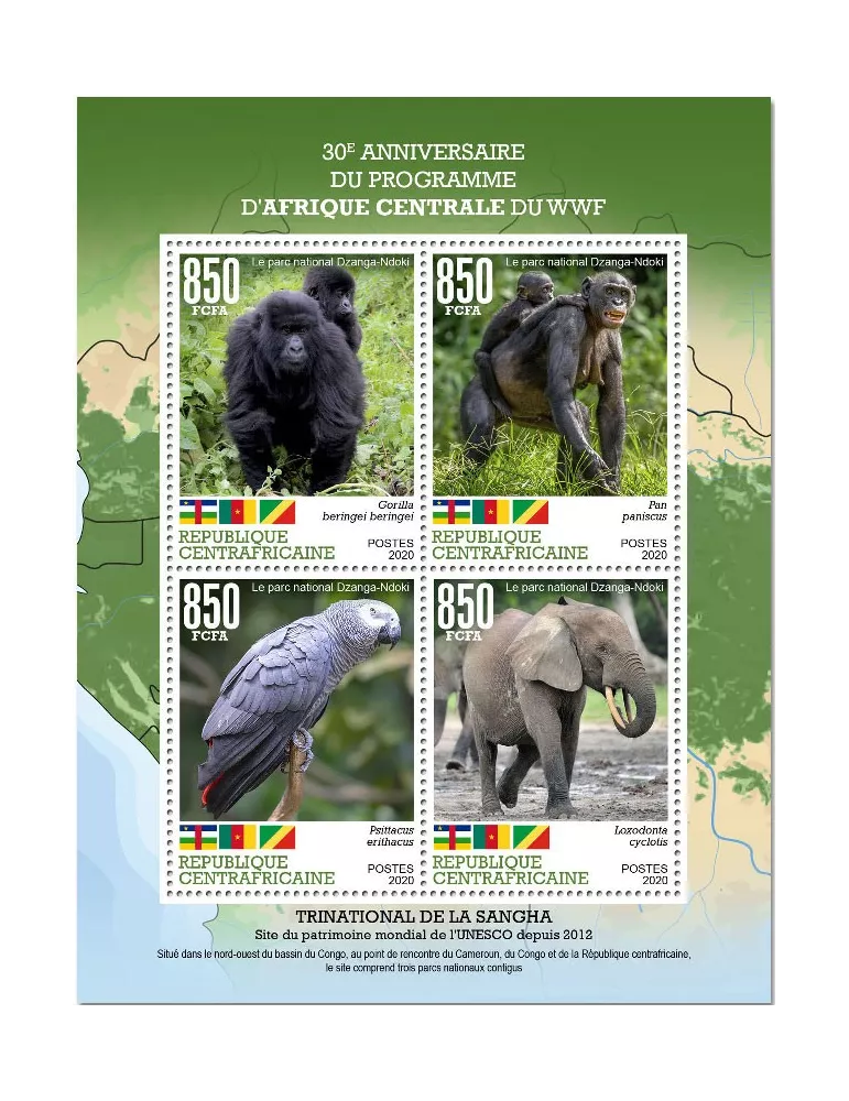 n° 7388/7391 - Timbre CENTRAFRIQUE Poste
