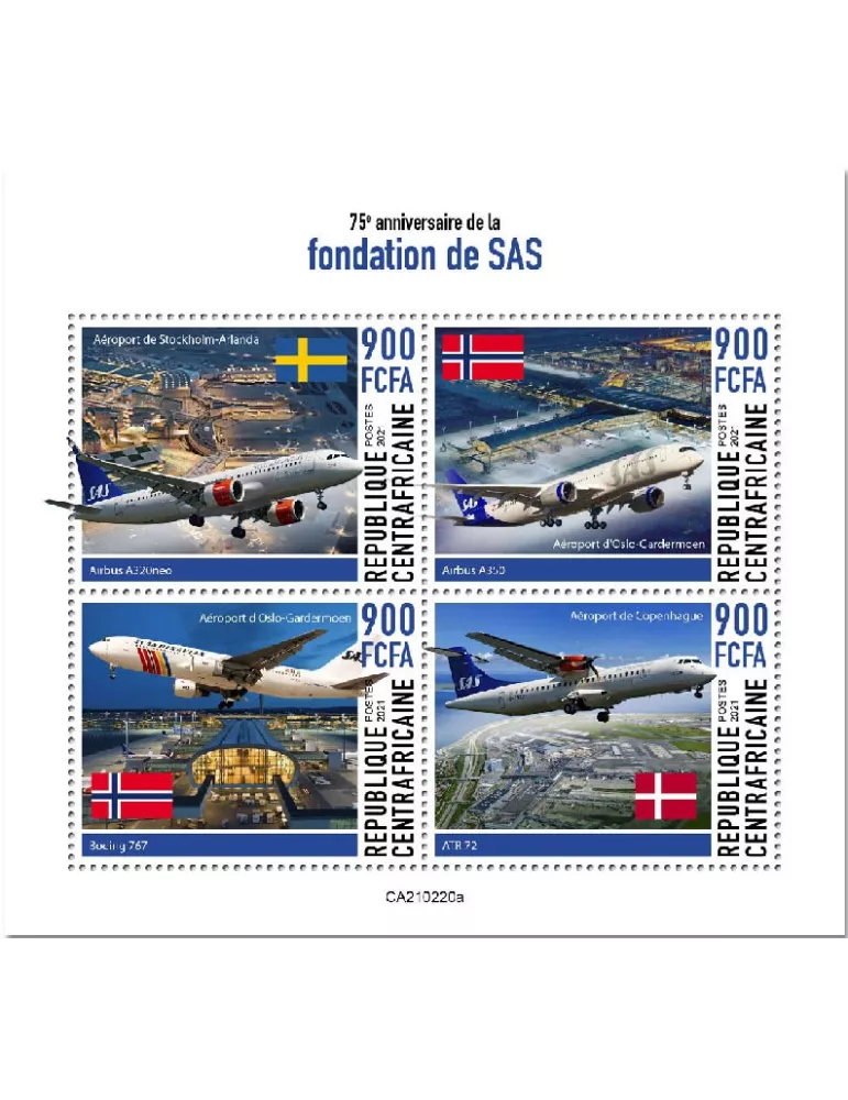 n° 7770/7773 - Timbre CENTRAFRIQUE Poste