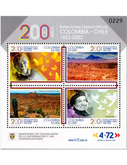 n° 2620/2623 - Timbre COLOMBIE Poste
