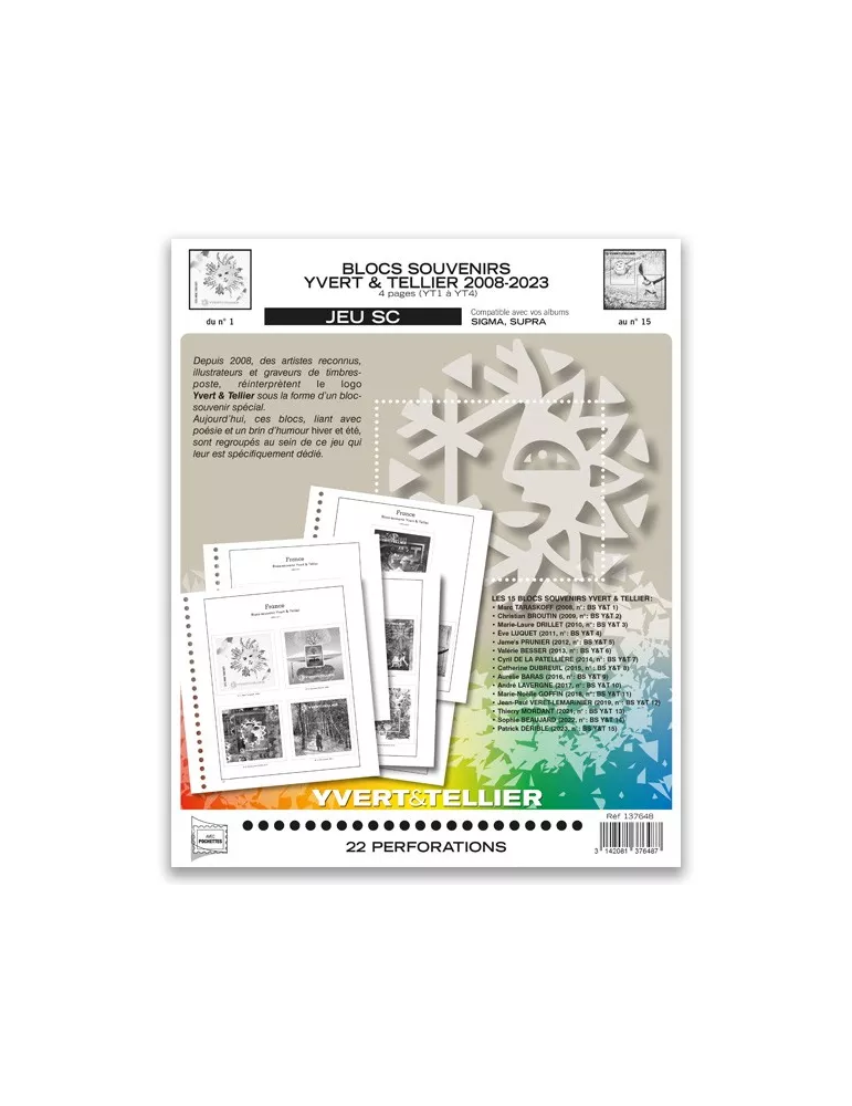 FEUILLETS YVERT & TELLIER SC : 2008/2023 (JEUX AVEC POCHETTES)
