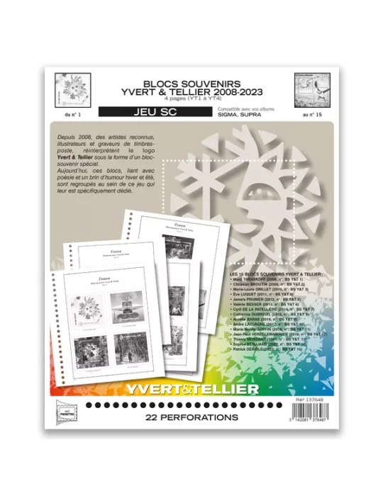 FEUILLETS YVERT & TELLIER SC : 2008/2023 (JEUX AVEC POCHETTES)