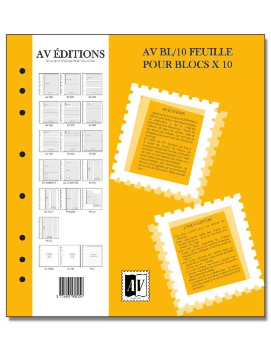 Feuille AV : pour 4 blocs (CNEP, FFAP, etc.) (x10) - AV EDITIONS®