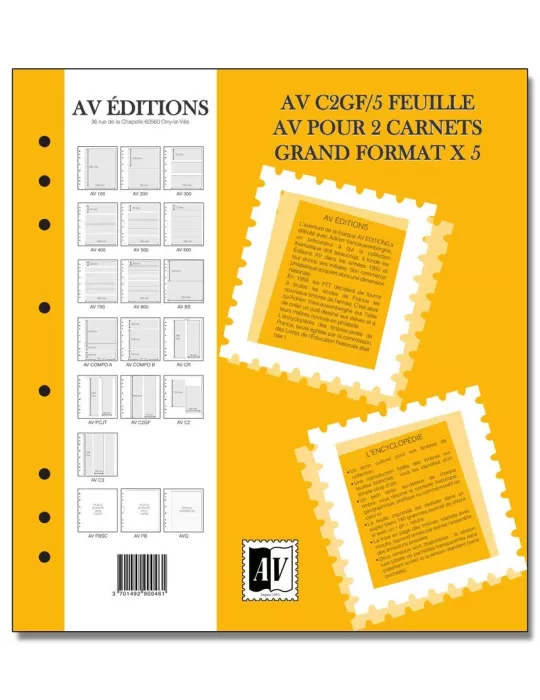 Feuille AV : pour 2 carnets grand format (x5) - AV EDITIONS®