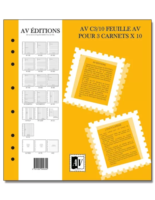 Feuille AV : pour 3 carnets (x10) - AV EDITIONS®
