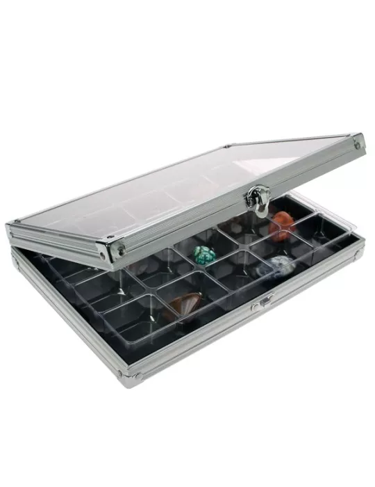 VITRINE ALU COMPACT : 20 CASES (36 x 49 mm) - SAFE®