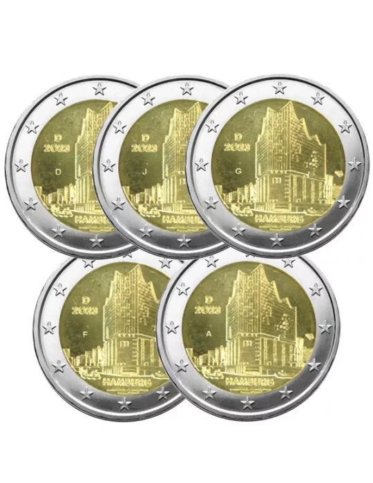 2 EURO COMMEMORATIVE 2023 : ALLEMAGNE (Présidence de Hambourg au Bundesrat) - 5 ateliers