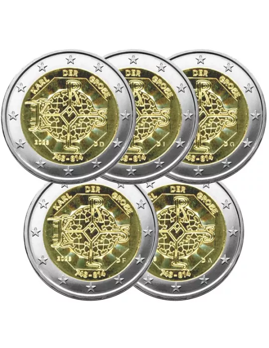 2 EURO COMMEMORATIVE 2023 : ALLEMAGNE (1275e anniversaire de Charlemagne) - 5 ateliers