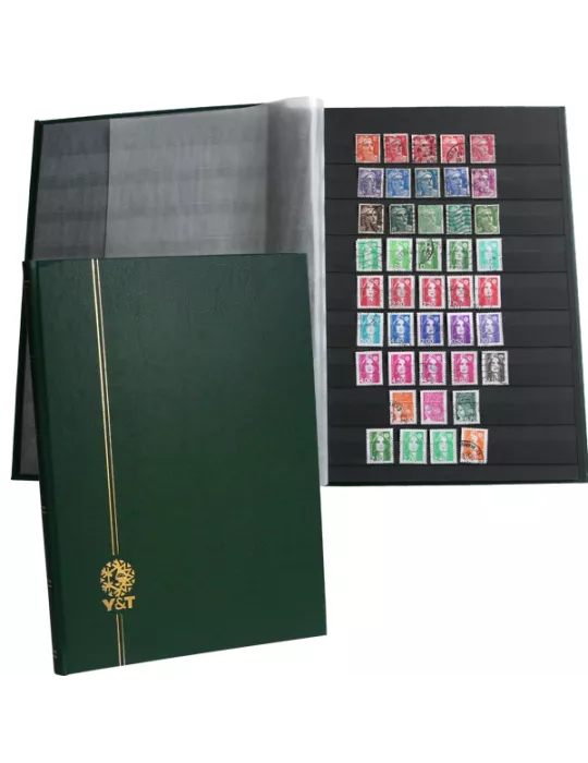 PERFECTA : Classeur fixe pour timbres (Grand modèle-Pages Noires-32p.)