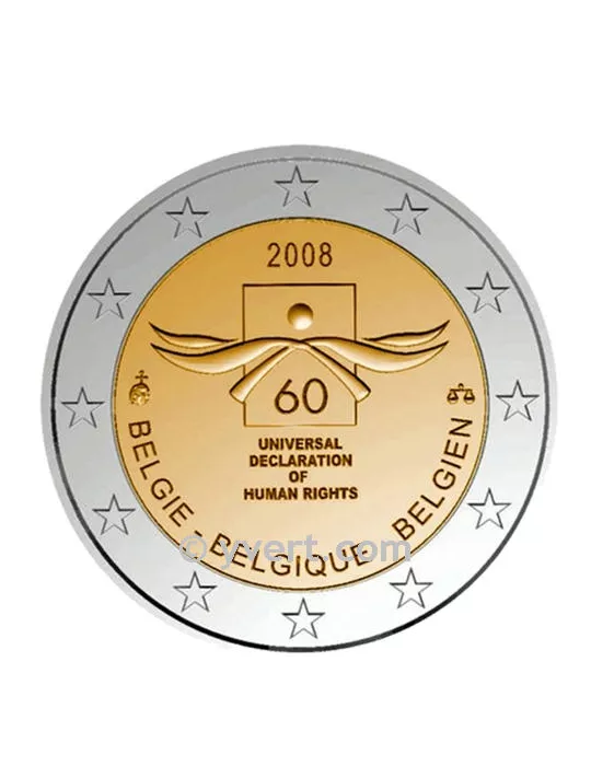 2 EURO COMMEMORATIVE 2008 : BELGIQUE (60 ans de la Déclaration Universelle Des Droits De L´Homme)