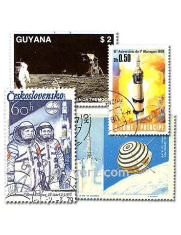 ASTRONAUTIQUE : pochette de 300 timbres (Oblitérés)