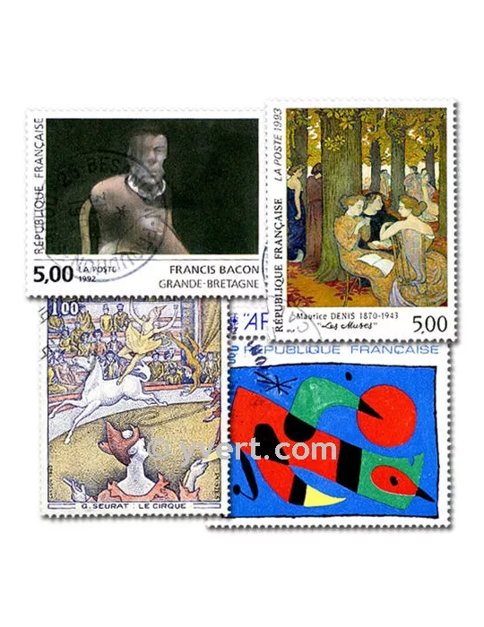 TABLEAUX : pochette de 100 timbres (Oblitérés)