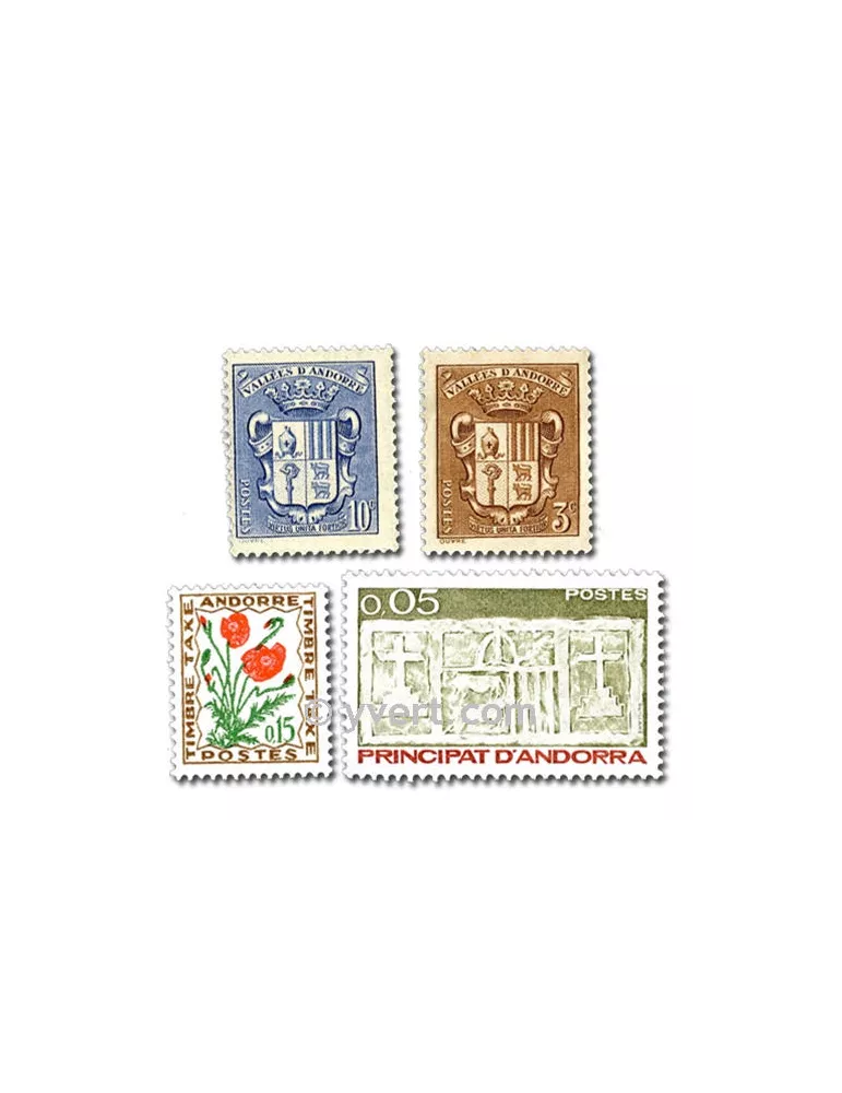ANDORRE FRANCAIS : pochette de 25 timbres (Oblitérés)