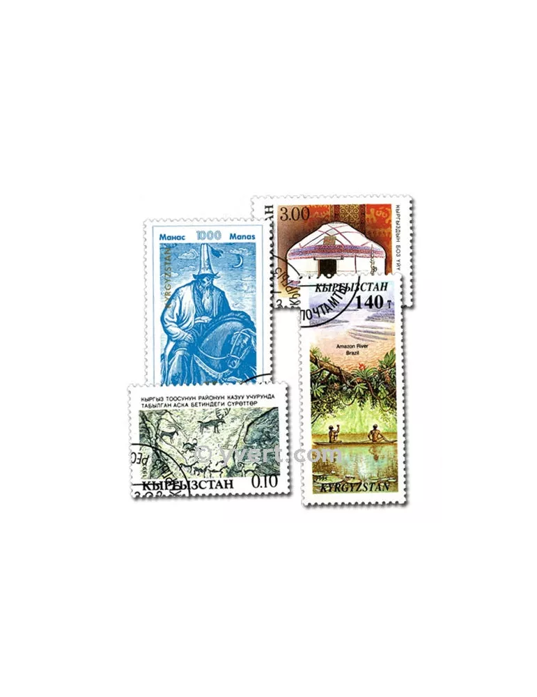KIRGHIZISTAN : pochette de 50 timbres (Oblitérés)