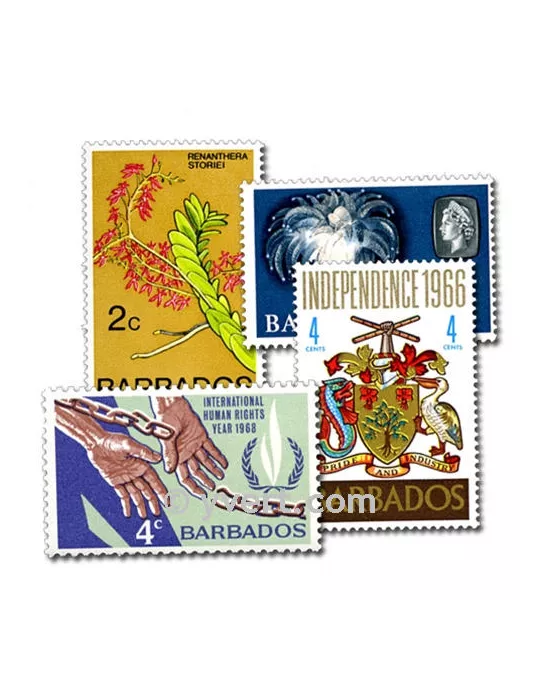 BARBADE : pochette de 25 timbres (Oblitérés)